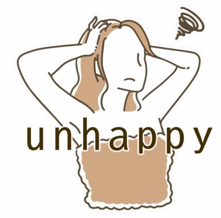 結果に不満を持つ胸にタオルを巻いた女性のイラスト　unhappy